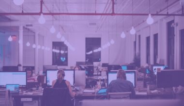 People working late in an office