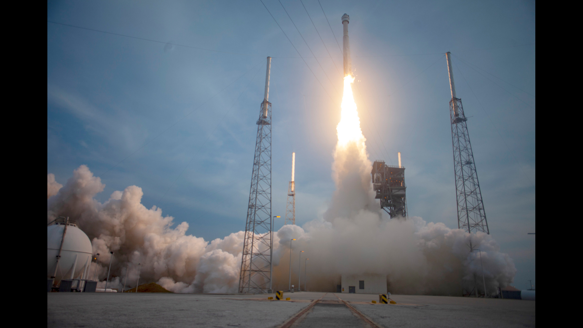 Boeing's Starliner astronaut capsule lifting off atop United Launch Alliance's Atlas 5 rocket on an orbital test flight.