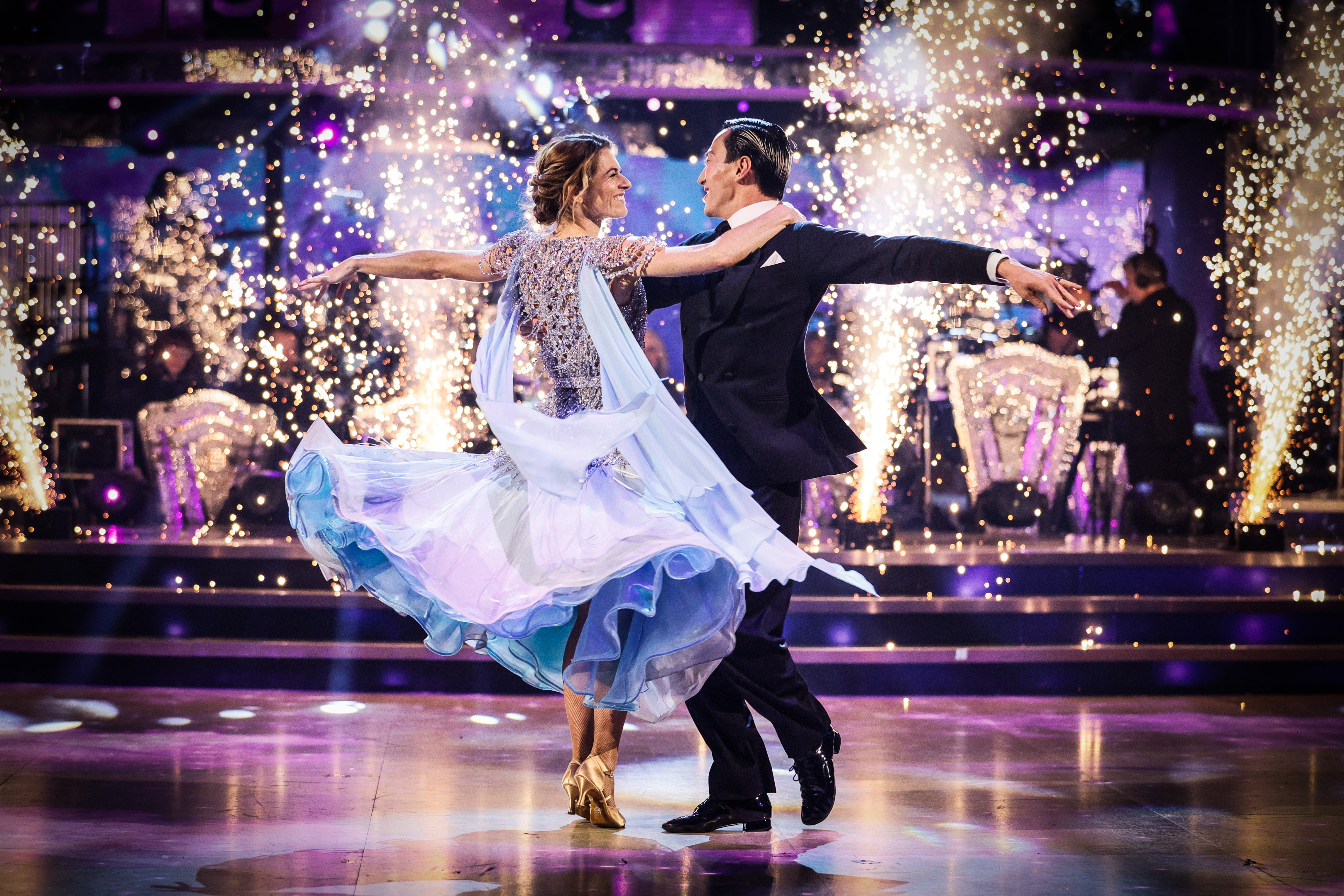 Karen Carney and Carlos Gu dancing on Strictly Come Dancing.