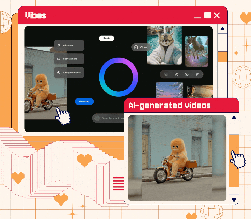 Vibes UI imposed on an illustration of a web browser