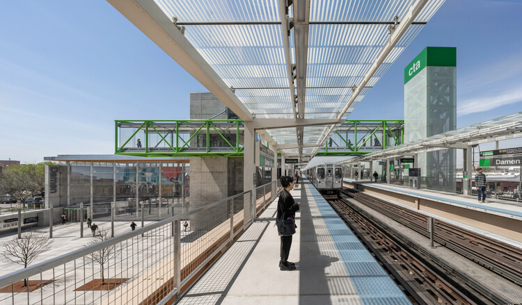 Damen Green Line Station / Perkins&Will - Interior Photography, Steel