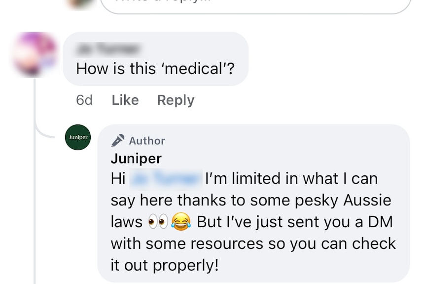 A picture of comments on Facebook.