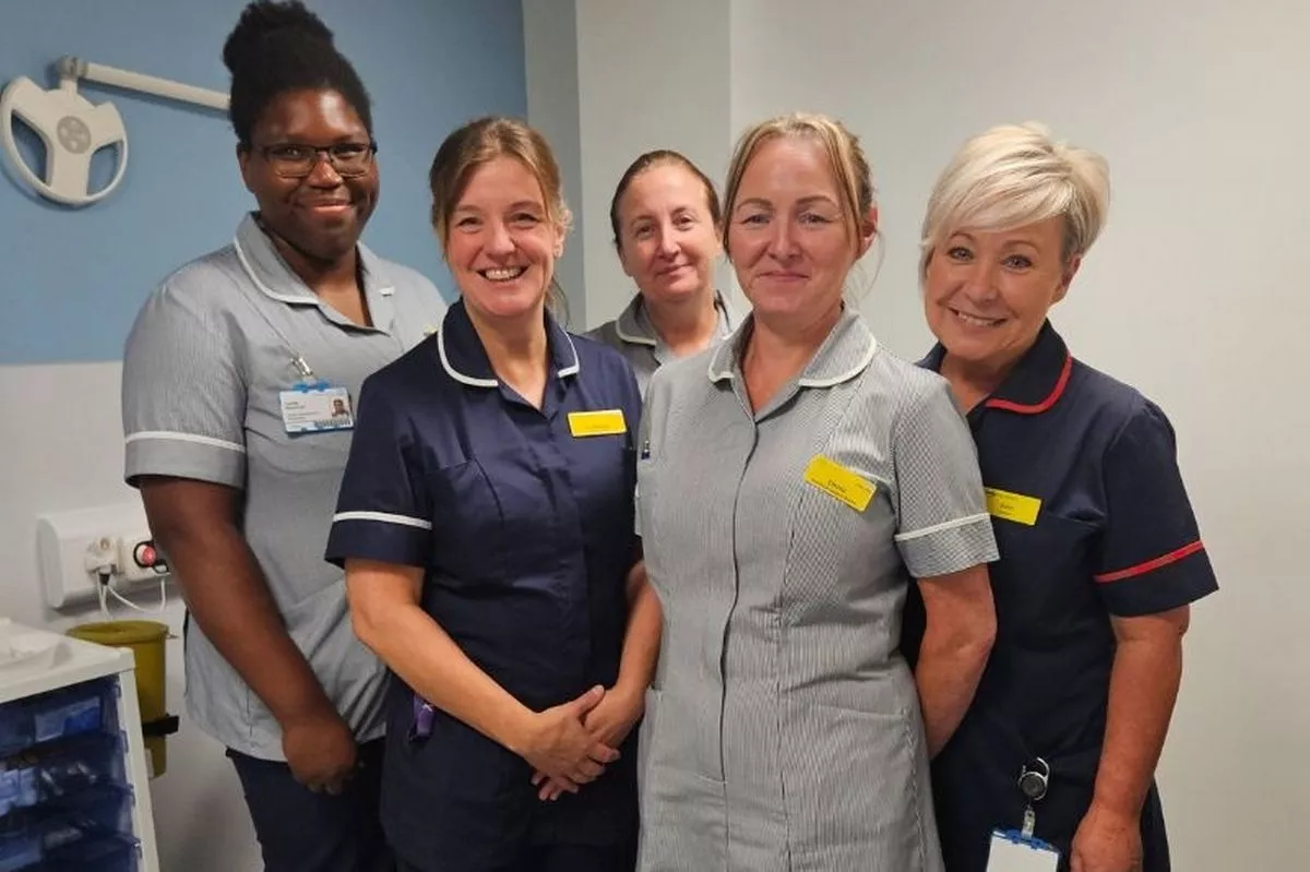 Members of the phlebotomy team at Hull’s Community Diagnostic Centre, from left, healthcare support worker Camila Assuncao, senior sister Catherine Hellewell, healthcare support worker Sue Jackson, healthcare support worker Emma Rudd and matron Julie Fellowes