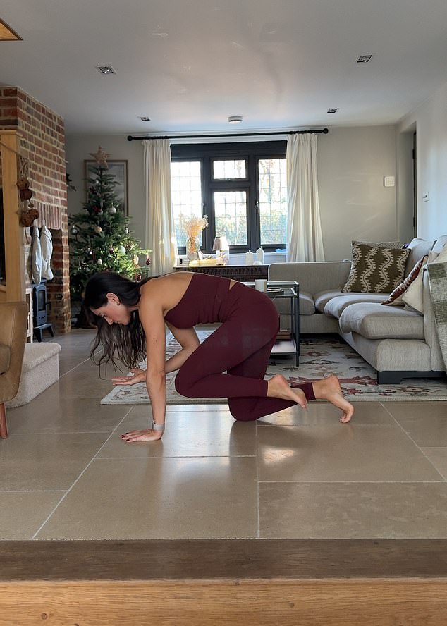 From an all-fours position, extend one arm forward and the opposite leg back while keeping your hips and shoulders stable.