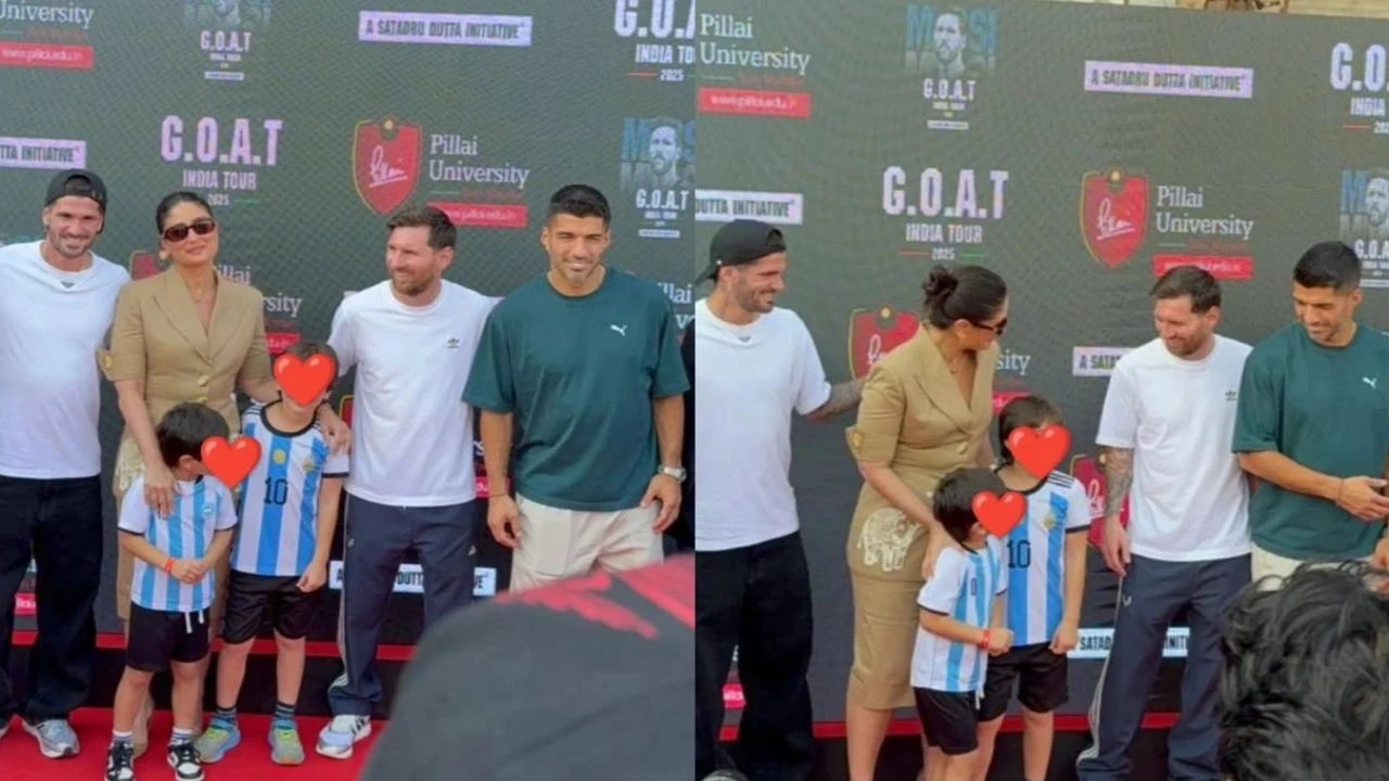 Kareena Kapoor and sons with Messi