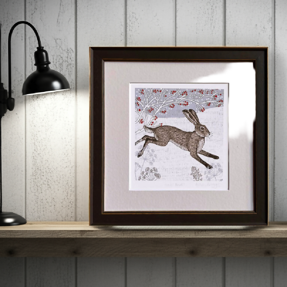 Winter Hare Signed and Mounted Giclée Art Print