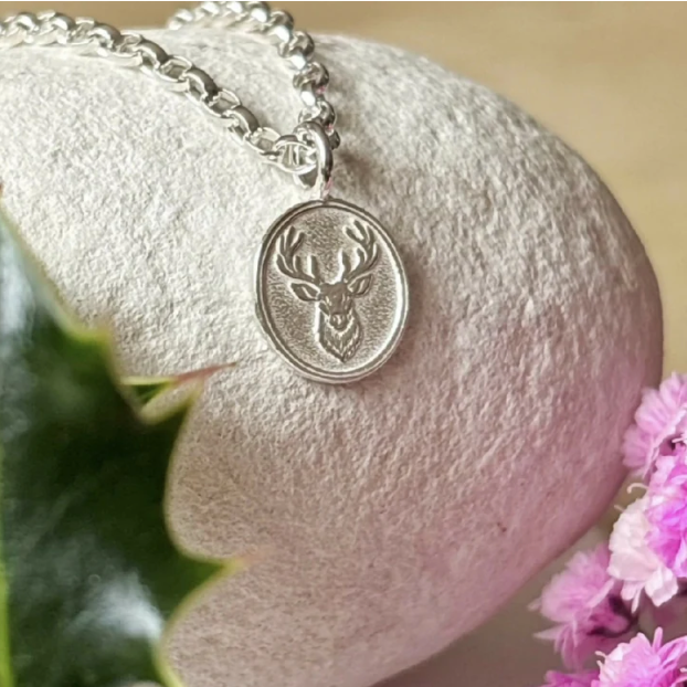 Silver Stag Charm Necklace