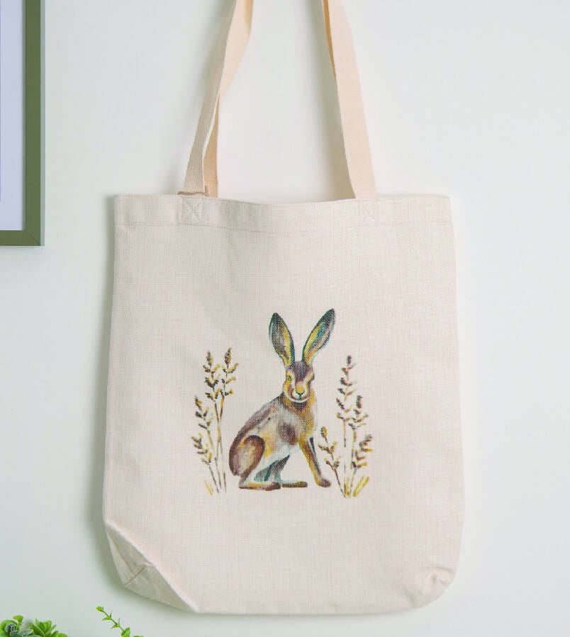 Cotswold Hare Linen Tote Bag
