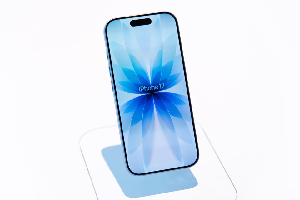 A new iPhone 17 model seen displayed at an Apple store...