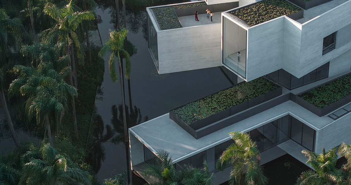 link-arc shapes shunde museum as stack of rotating tubes to frame views