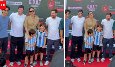 After Shah Rukh Khan, Kareena Kapoor meets football ‘G.O.A.T’ Lionel Messi with her sons Taimur Ali Khan and Jehangir Ali Khan |