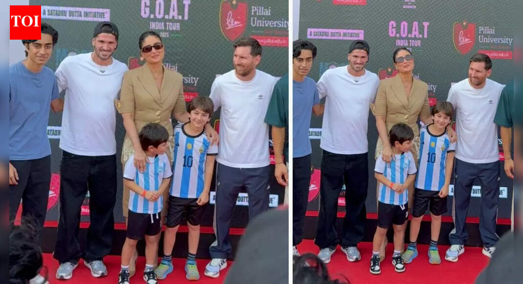After Shah Rukh Khan, Kareena Kapoor meets football ‘G.O.A.T’ Lionel Messi with her sons Taimur Ali Khan and Jehangir Ali Khan |