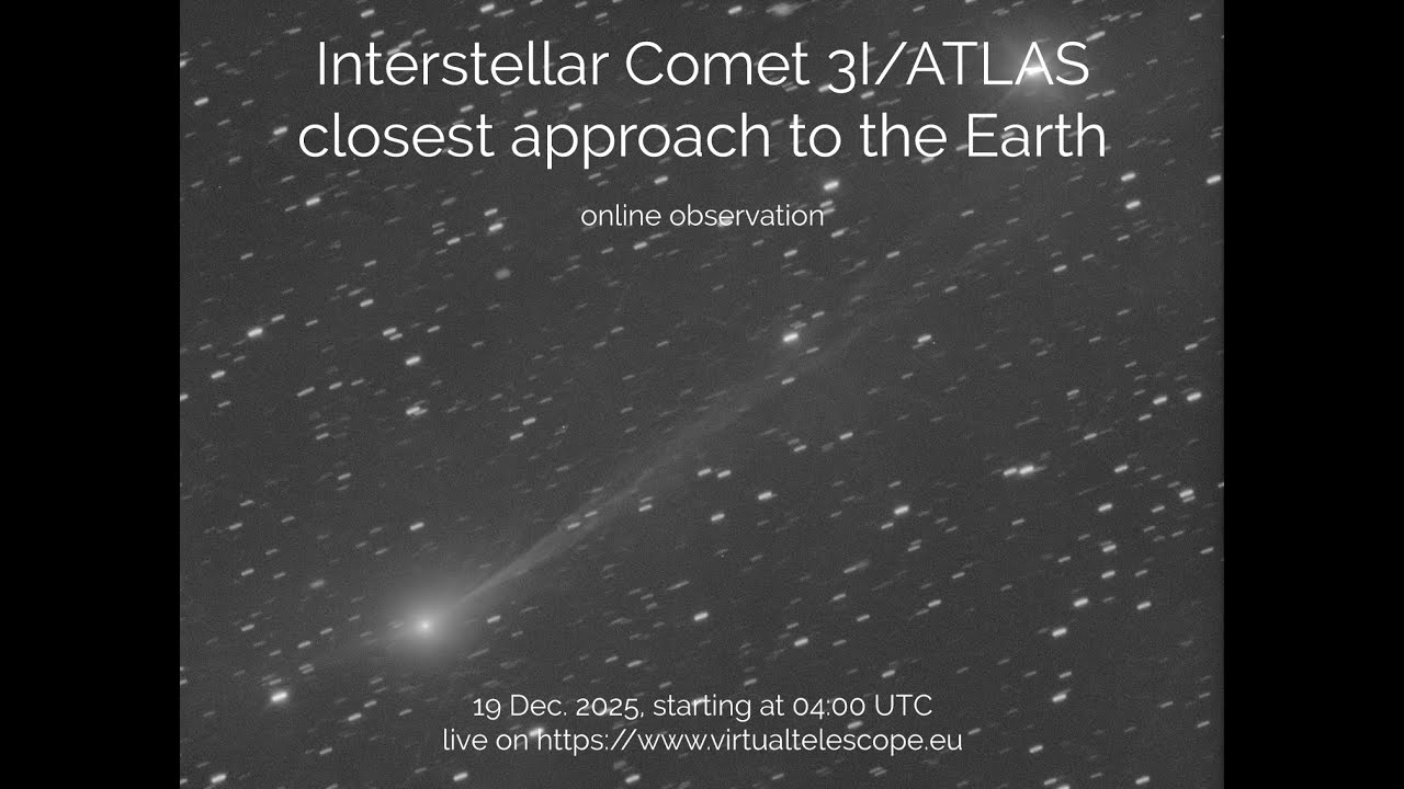 Interstellar comet 3I/ATLAS, closest approach to the Earth: online observation – 19 Dec. 2025. - YouTube