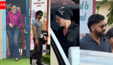 Shah Rukh Khan with Gauri, Suhana arrive for Abram's annual day, Shahid Kapoor, Mira Rajput, Rohit Sharma arrive for school annual day of their children |