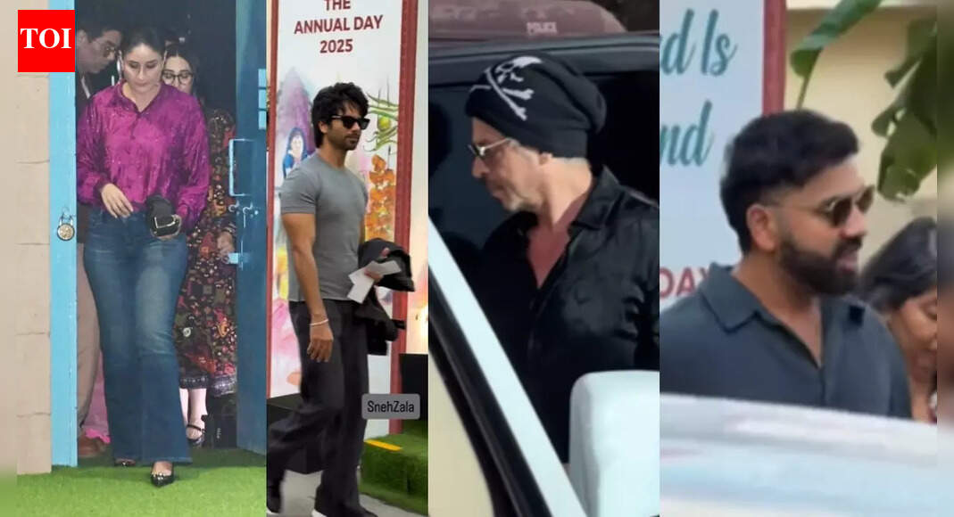 Shah Rukh Khan with Gauri, Suhana arrive for Abram's annual day, Shahid Kapoor, Mira Rajput, Rohit Sharma arrive for school annual day of their children |