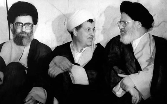 (From left) Ali Khamenei, Akbar Hashemi Rafsanjani, and Mousavi Ardebili 