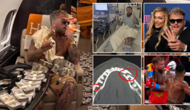 Jake Paul flaunts £140million purse on private jet as Anthony Joshua leaves influencer in hospital with broken jaw