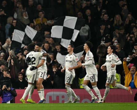 Fulham celebrate their goal against Nottingham Forest