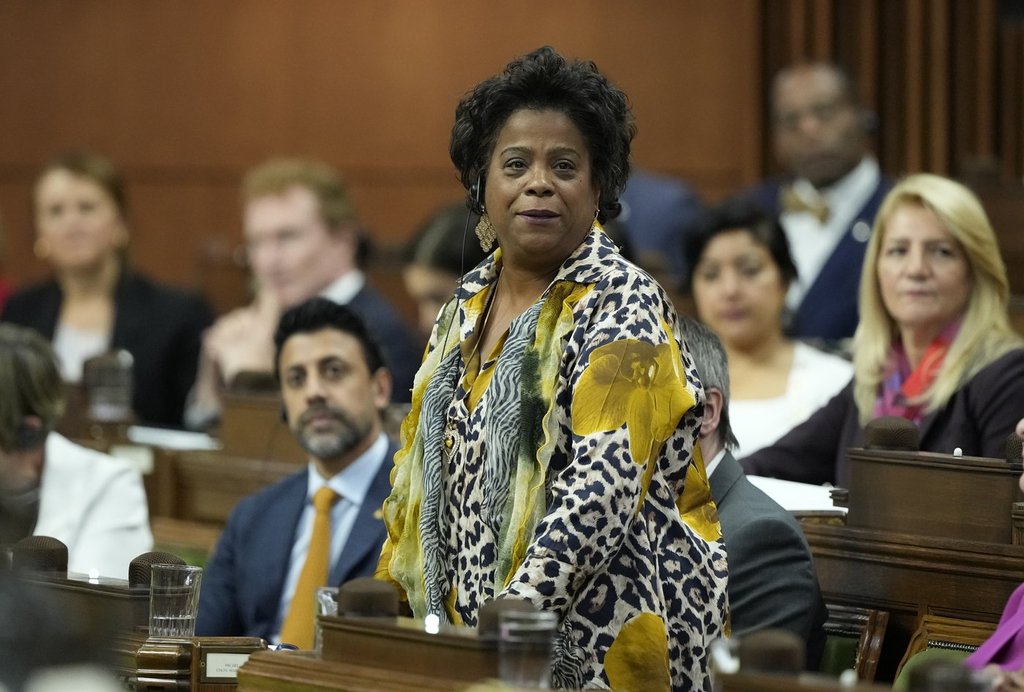 Health Minister Marjorie Michel rises during Question Period on Parliament Hill in Ottawa, Thursday, Oct. 2, 2025. THE CANADIAN PRESS/Adrian Wyld