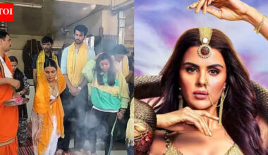 'Naagin 7': Priyanka Chahar Choudhary, Ekta Kapoor, and cast pay a visit to the temple, seeking blessings for the show's successful run |