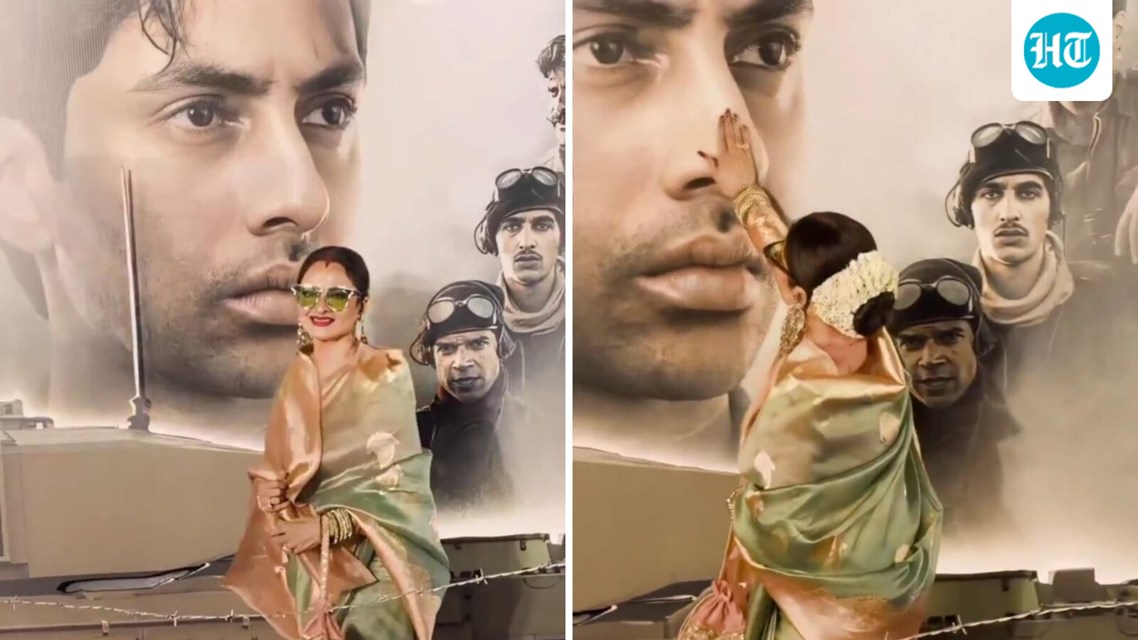 Rekha showers love upon Amitabh Bachchan's grandson Agastya Nanda at Ikkis premiere, gives a flying kiss. Watch