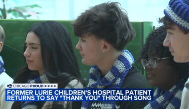 Former Lurie Children's patient returns to Streeterville, Chicago hospital, performs for staff with Vernon Hills High School choir