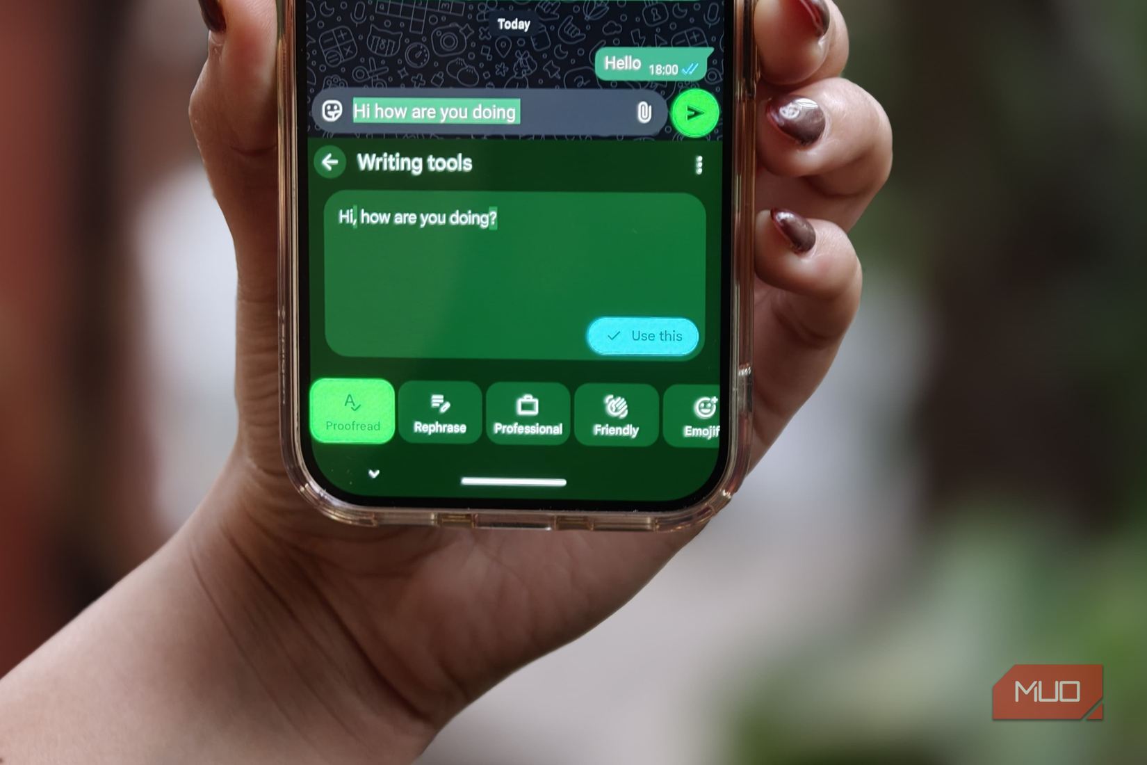 Writing tools on the Google Pixel 10 Pro