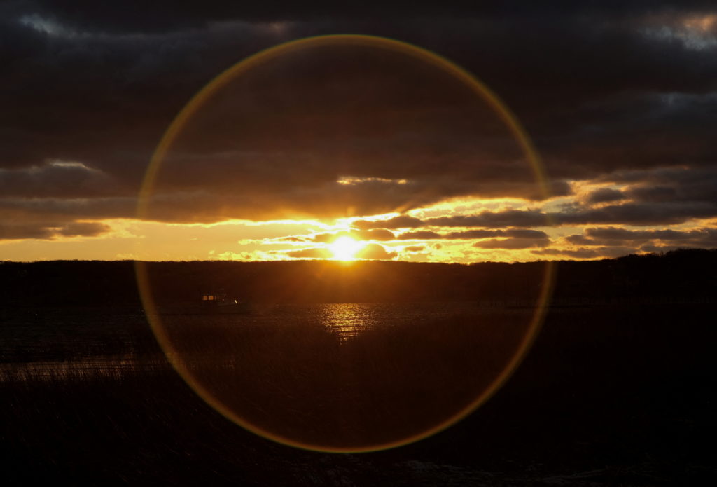 Winter solstice sunset in Miller Place, New York