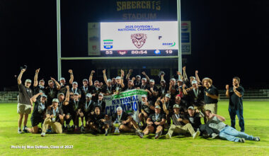 The Bonnies celebrate their national rugby title.