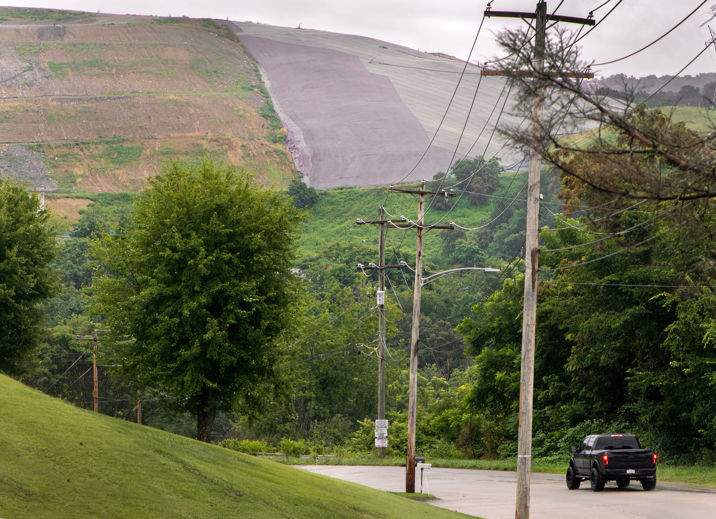 The Westmoreland Sanitary Landfill dominates the horizon in Belle Vernon.