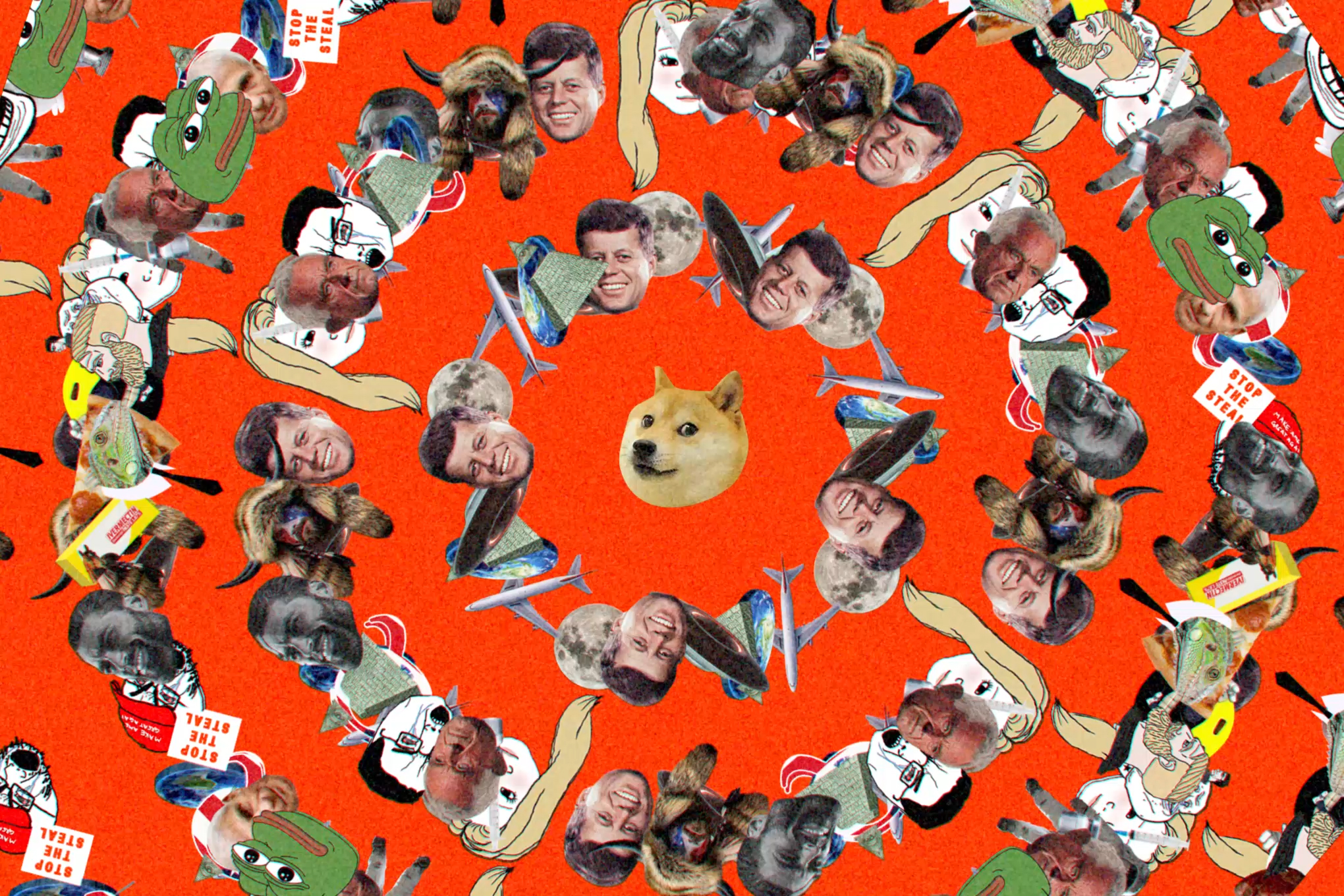 concentric circles made up of various photos