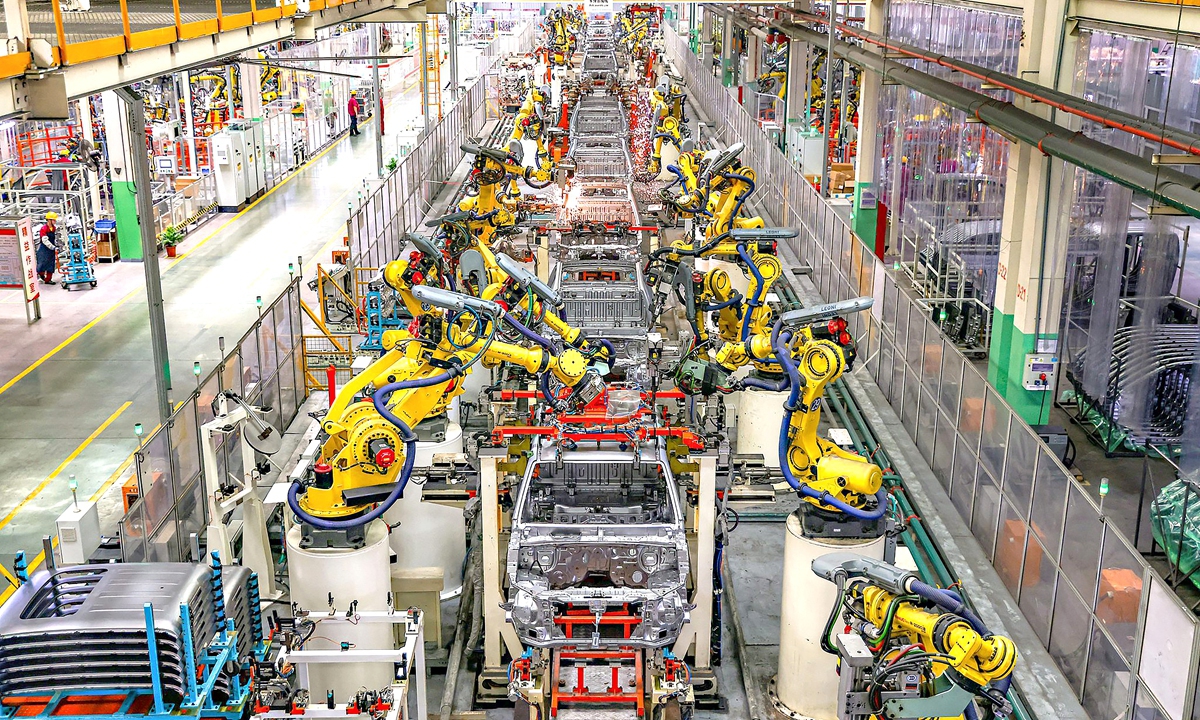 A view of an auto manufacturing line in Suzhou, East China
