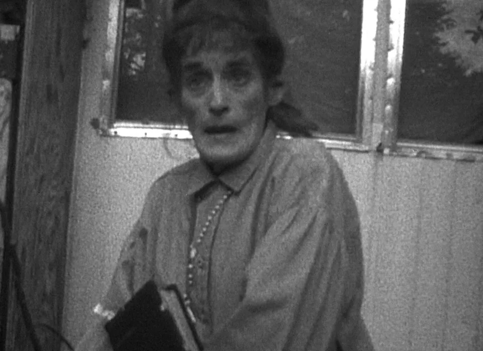 An older person with an expression of surprise holds a book while standing near a window