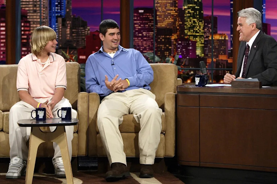 Paul Drinkwater/NBCU Photo Bank/NBCUniversal via Getty Teens lost at sea Troy Driscoll (left) and Josh Long (right) during an interview with Jay Leno on May 17, 2005.