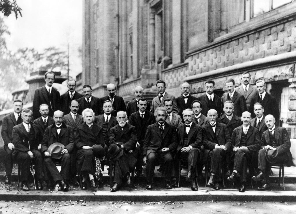 The 1927 Solvay Conference in Brussels was the most iconic meeting in the history of quantum physics, when Albert Einstein (front row, centre) and Niels Bohr (middle row, right) disagreed on the fundamental nature of the emerging field. Photo: Handout
