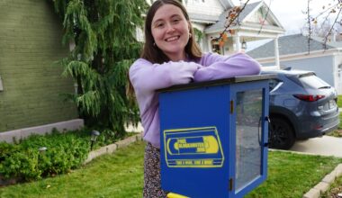 Kate Kowalczik smiles with her Free Blockbuster in Salt Lake City on Dec. 9.
