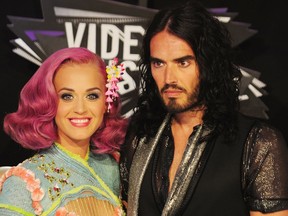 Katy Perry and Russell Brand arrive at the MTV Video Music Awards on Aug. 28, 2011 at the Noika Theatre in Los Angeles.