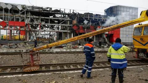 Reuters damaged railway depot in Fastiv
