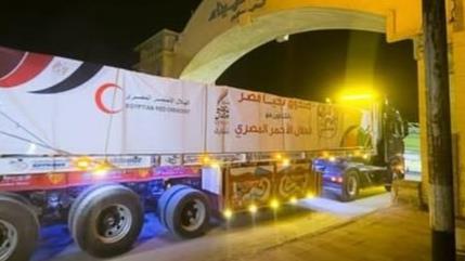 Aid convoy heads for Gaza via Rafah land port