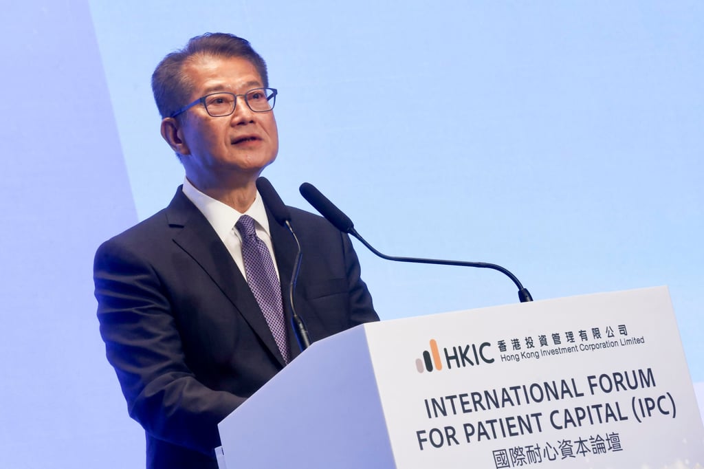 Financial Secretary Paul Chan Mo-po at the International Forum for Patient Capital in Hong Kong on May 22, 2025. Photo: Jonathan Wong