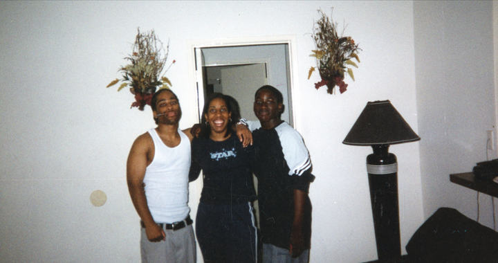 Jacobs, right, pictured with his real-life brother, Victor, and their mother, Janine.