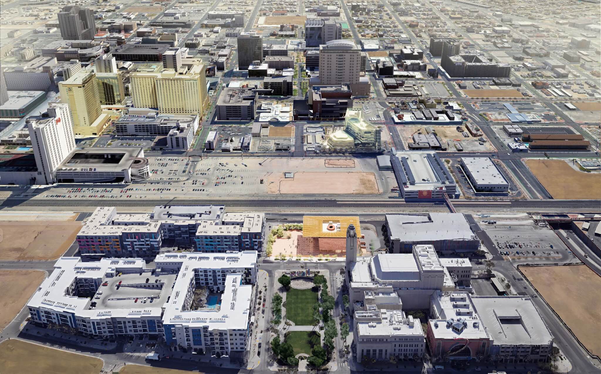 aerial view of where las vegas museum of art will be located