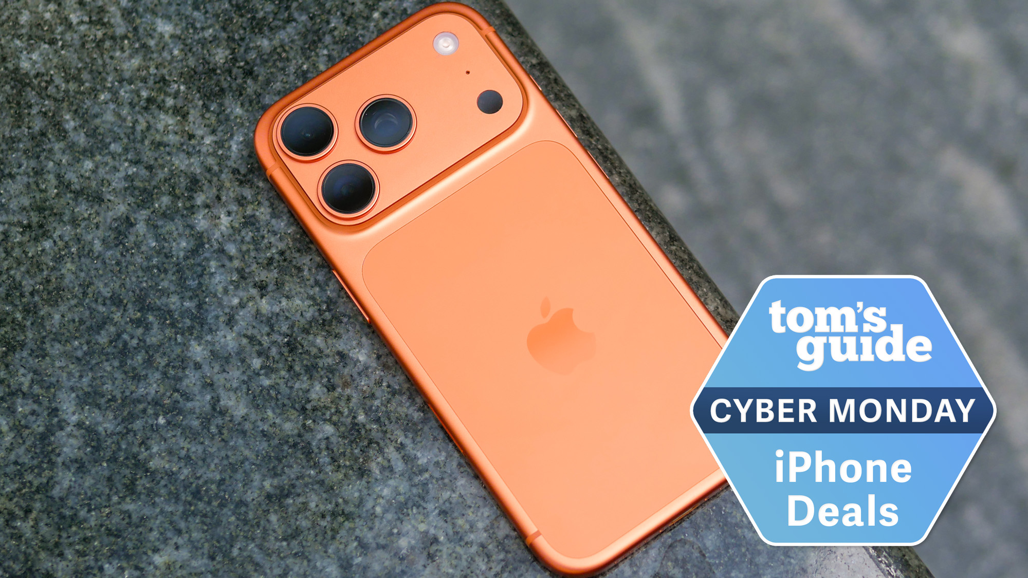 iPhone 17 Pro with Tom's Guide Cyber Monday iPhone Deals badge