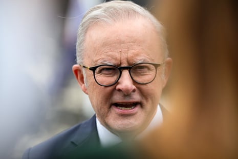 Prime Minister Anthony Albanese speaks to media at St George Hospital