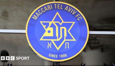 This picture shows the entrance of an official store of Israeli football team Maccabi Tel Aviv, at Bloomfield Stadium in Tel Aviv,