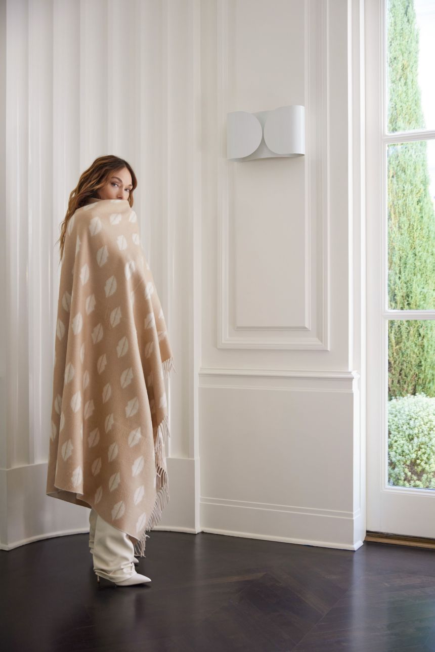 Wearstler with a throw from her collection — she thinks cozy gifts are winners for most people, regardless of how well you know them.