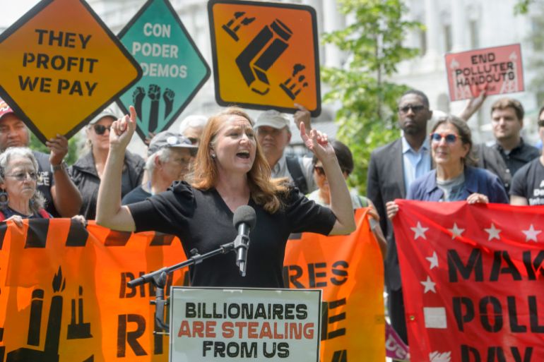 Representative Melanie Stansbury rallies outside the Capitol