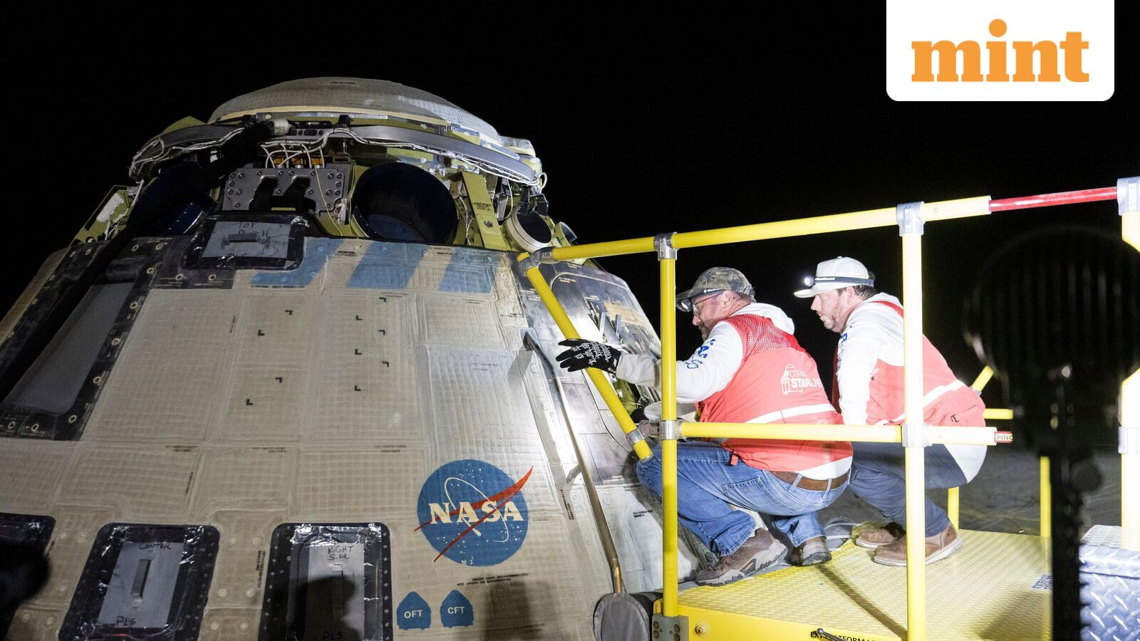 File photo of Boeing and NASA teams working around NASA's Boeing Crew Flight Test Starliner spacecraft after it landed uncrewed on September 6, 2024, at White Sands, New Mexico, after undocking from the International Space Station.