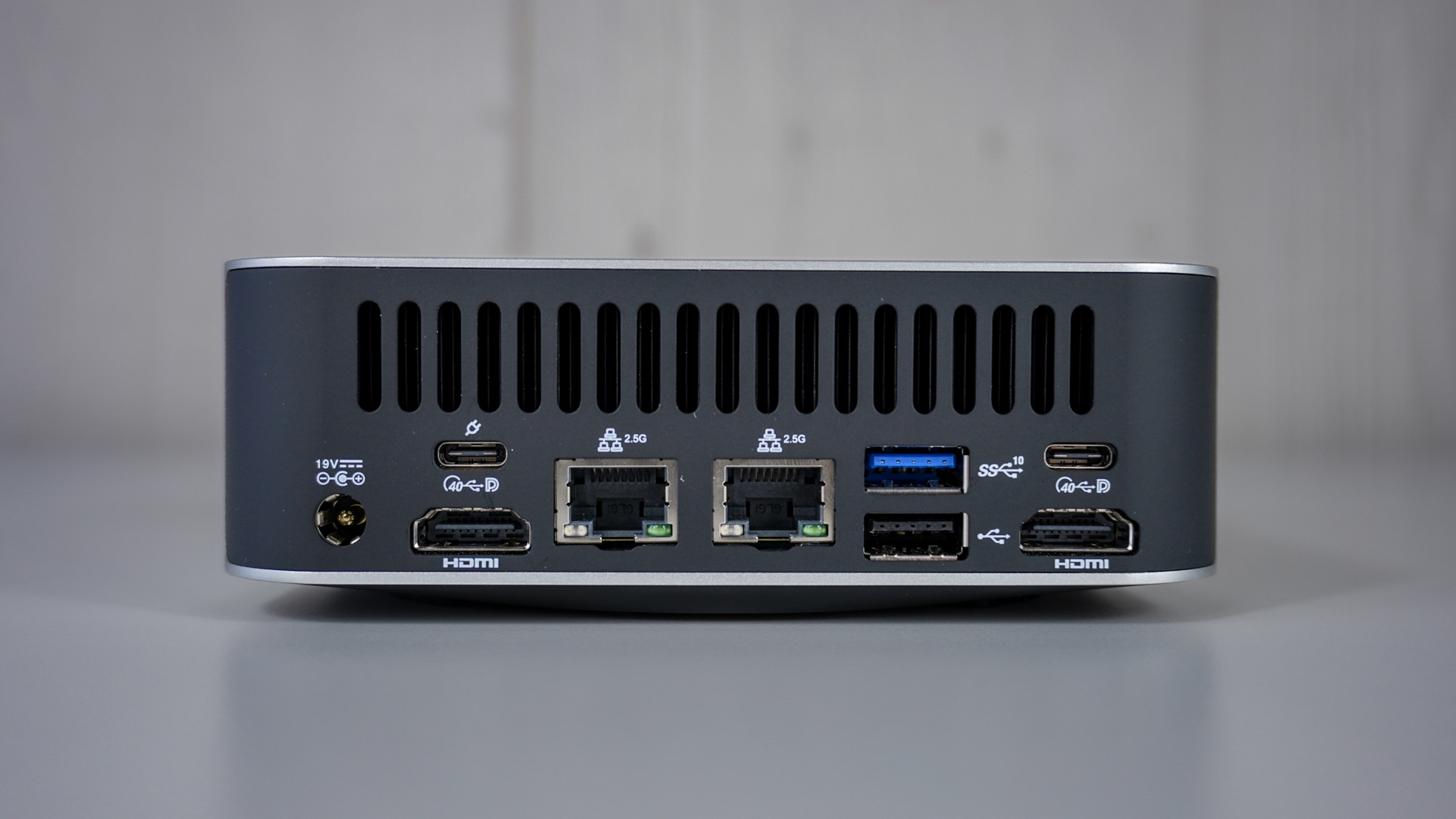 The rear ports of the Geekom A9 Max