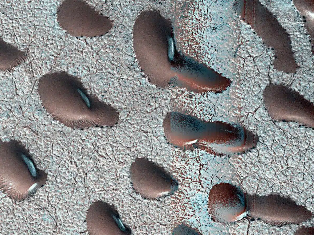 Captured From Above By Nasa's Mars Reconnaissance Orbiter, These Martian Dunes In The Northern Hemisphere